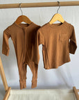 Ribbed Chocolate Pocket Long Sleeve