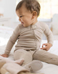 Solid Rib Organic Cotton Two-Piece Pajamas - Hummus
