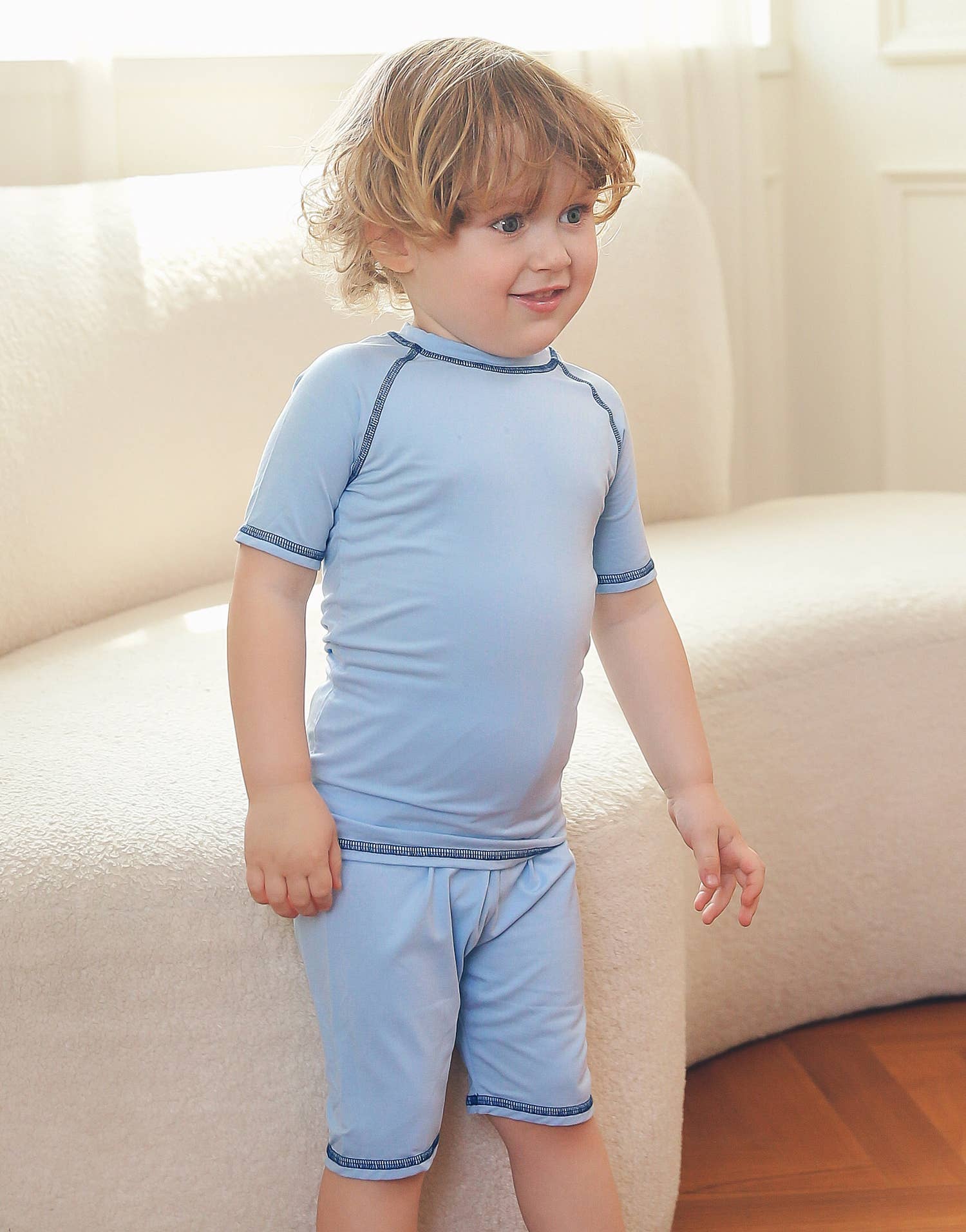 Sky Bamboo Stitch Boys Girls Infants Short Sleeve PJs-C