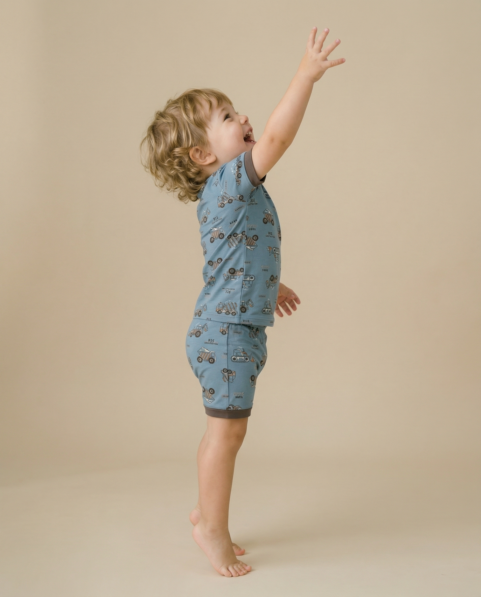Busy Truck Bamboo Boys Girls Infants Short Sleeve PJs-C
