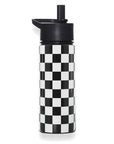 Black and White Checkered 18 oz Steel Water Bottle