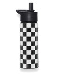 Black and White Checkered 18 oz Steel Water Bottle