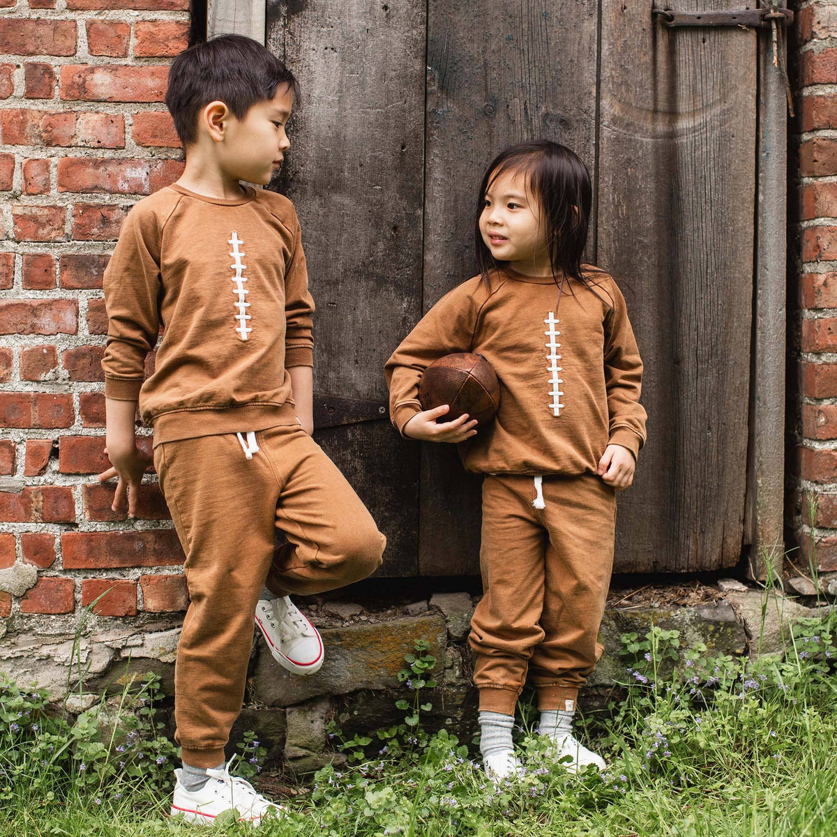 Acid Wash Football Toddler Sweatshirt Set: Hunter / 3 Toddler