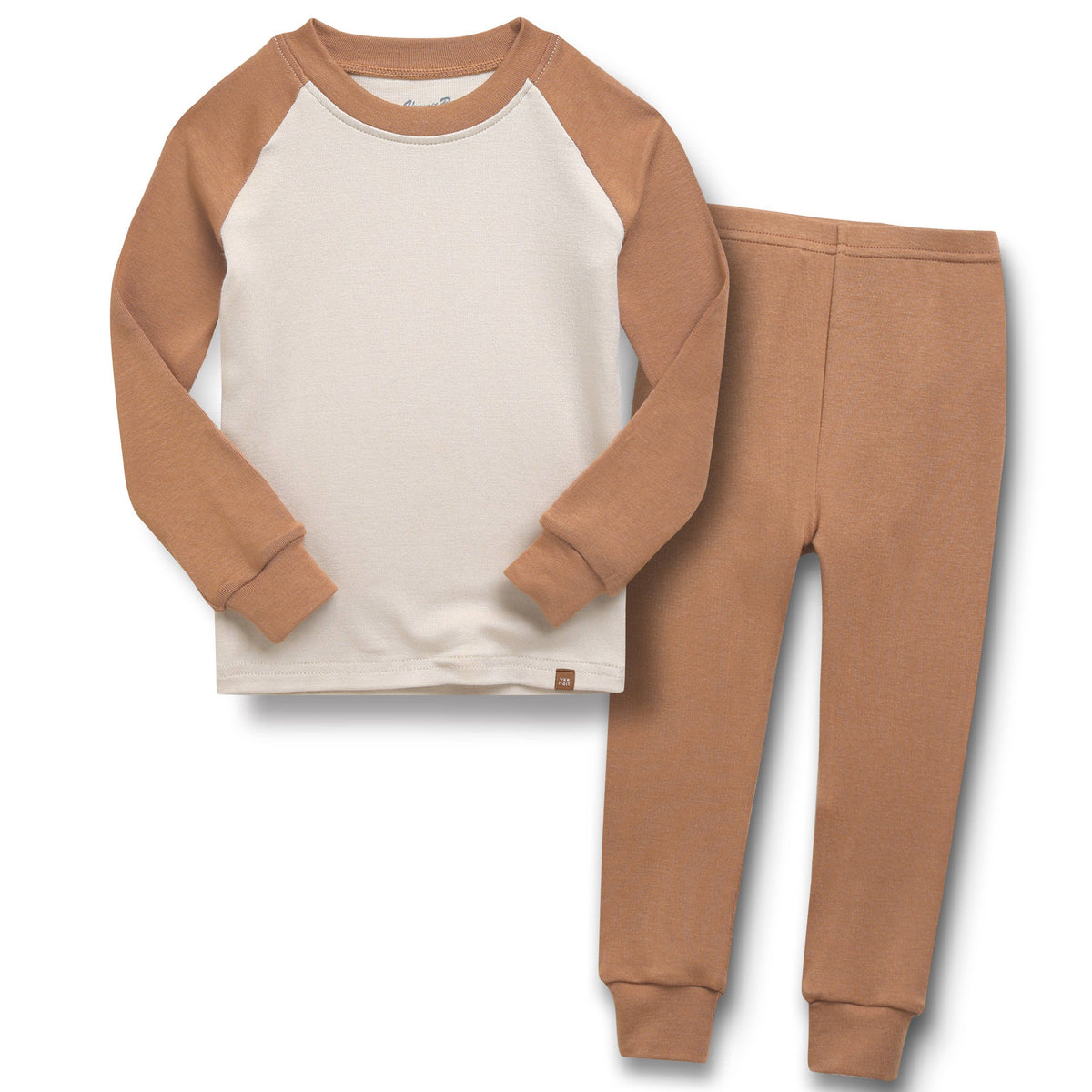 Modal Raglan Boys Girls Camel Long Sleeve PJs