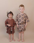 Shorts Set | Brown Smiley Face