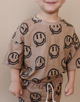Shorts Set | Brown Smiley Face