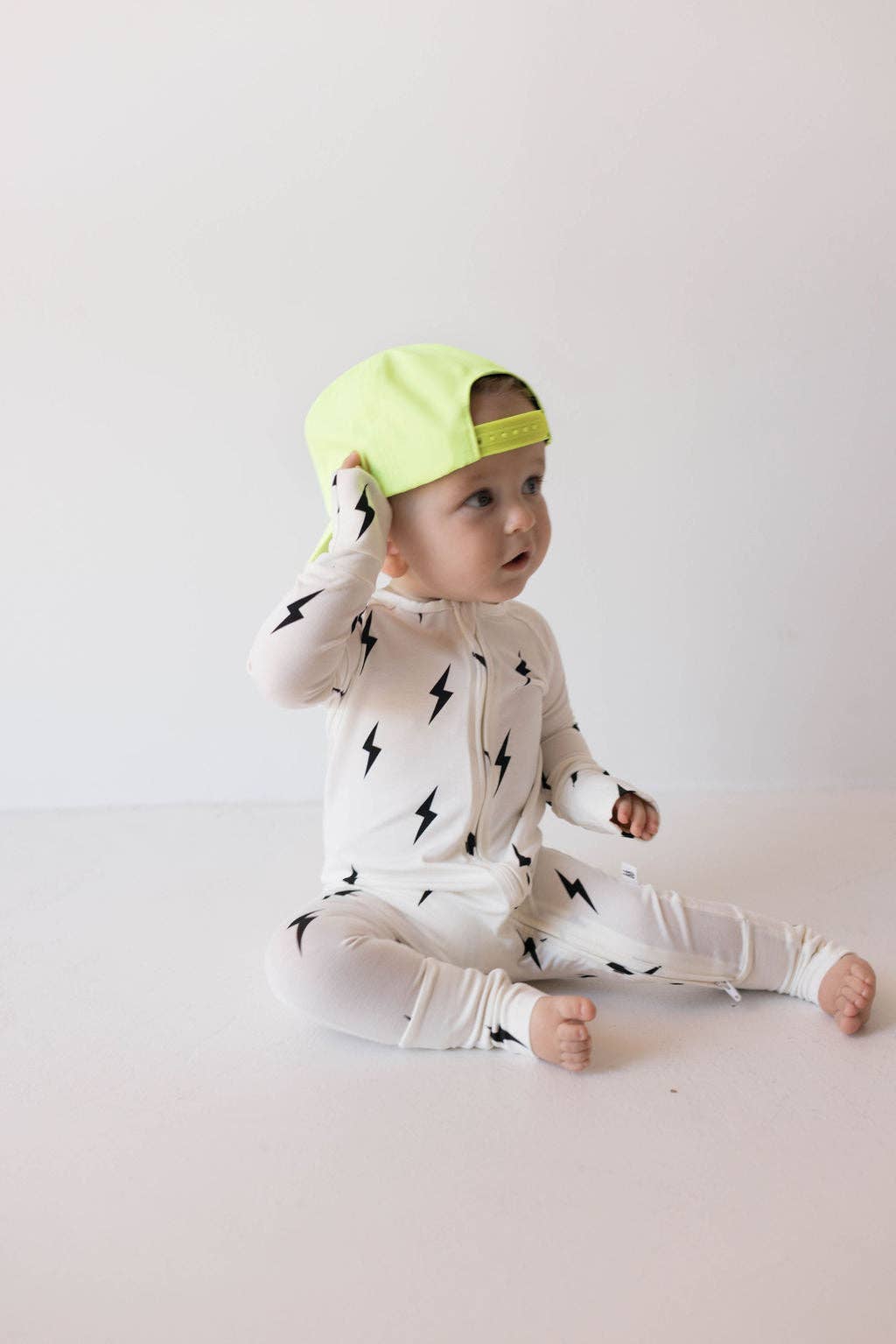 Bamboo Zip Pajamas | White &amp; Black Lightning Bolt