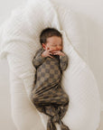 Bamboo Knotted Gown | Faded Brown Checkerboard