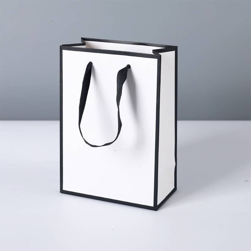 White with Black Border Paper Gift Bag w/ free tissue