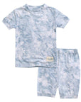 Bamboo Tie Dyeing Powder Blue Short Sleeve PJs: Powder Blue / L(4-5T)