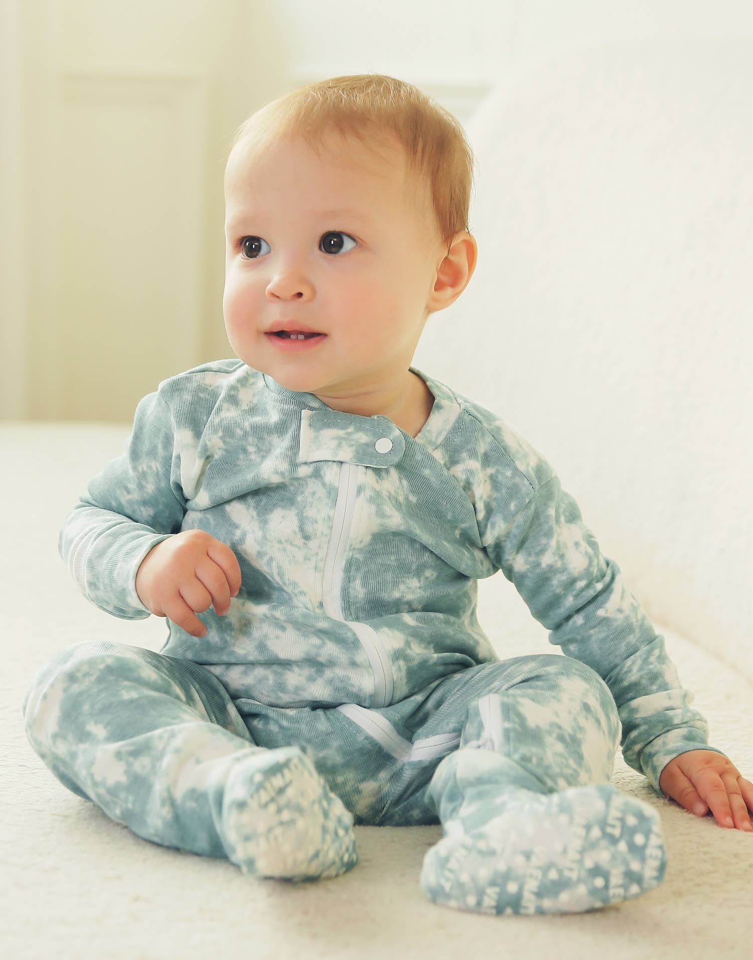 Cotton 2-Way Zip Baby Infant Footie Pajama-Prism Sky