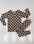 Bamboo Two Piece Pajamas | Black Checkerboard