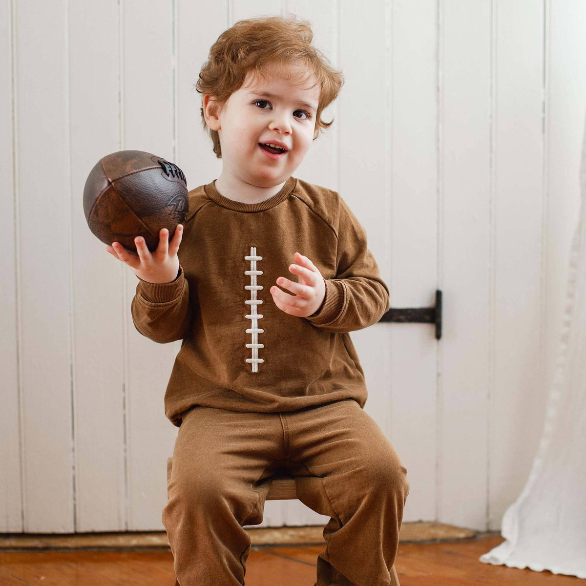 Acid Wash Football Toddler Sweatshirt Set: Hunter / 3 Toddler