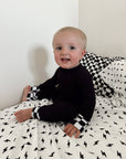 Ribbed Midnight Black | Bamboo Romper: Newborn