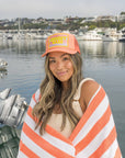 Sunny Daze Trucker Hat in Coral