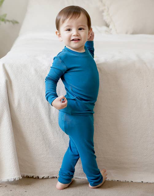 Modal Peacock Blue Long Sleeve PJs
