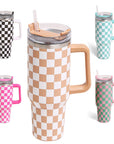 Checkered Pattern 40oz Tumbler with Handle: ONE SIZE / Black