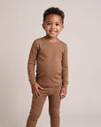 Modal Long Sleeve Pajama Set for Kids Camel