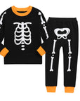 Glow in the Dark Pajama Set Halloween Skeleton Orange