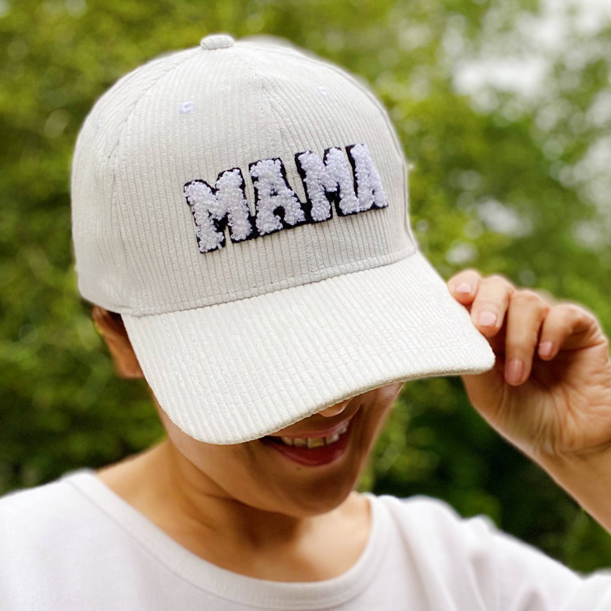 Corduroy Mama Ball Cap: White