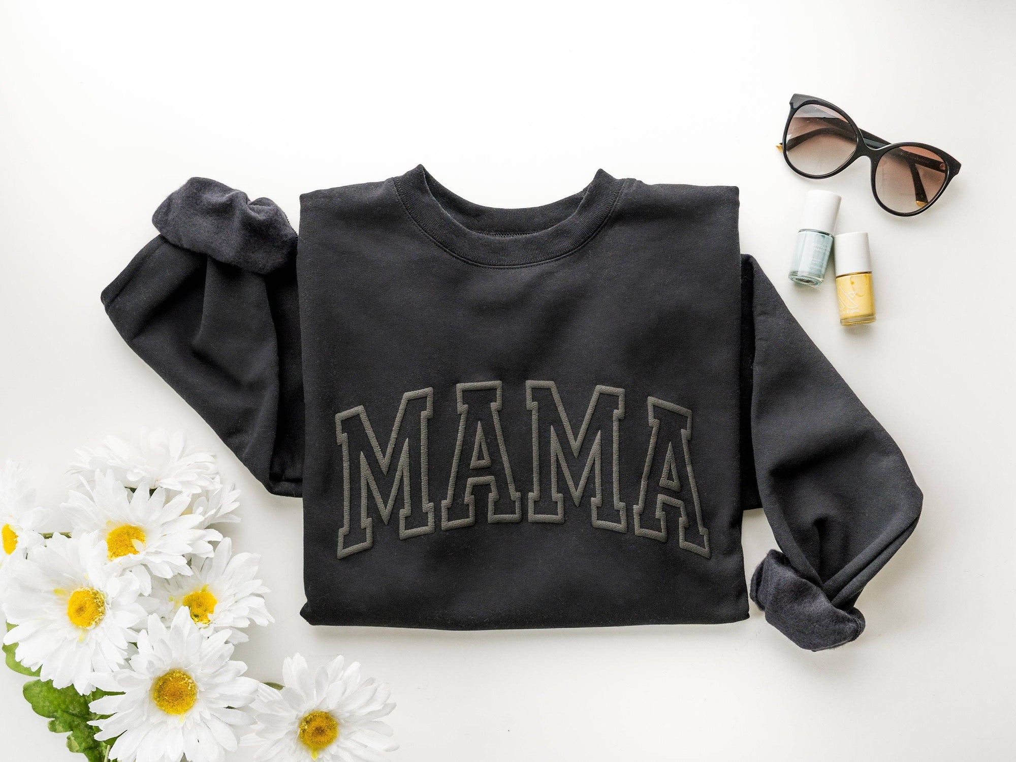 Black Embossed Mama Sweatshirt