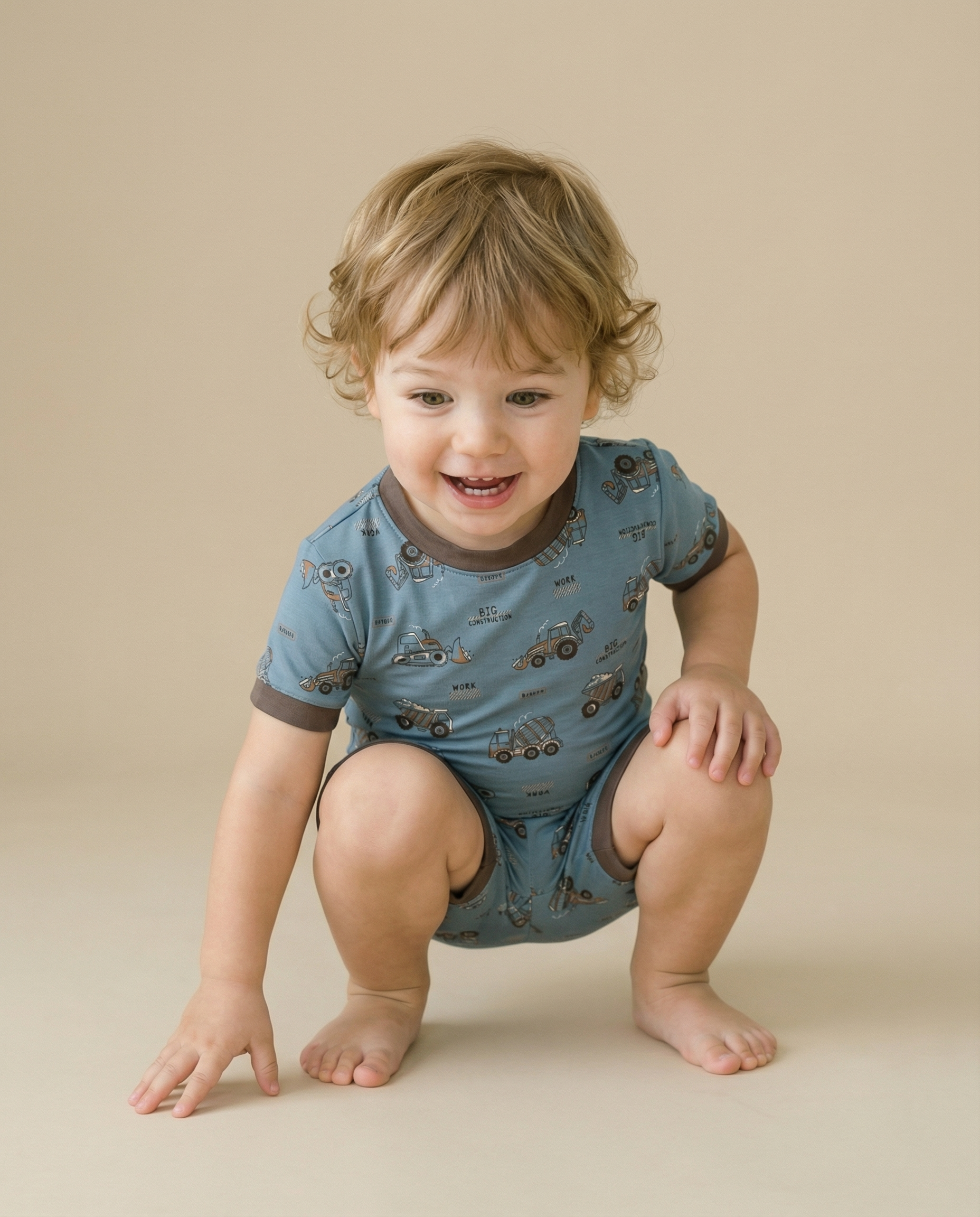 Busy Truck Bamboo Boys Girls Infants Short Sleeve PJs-C