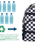 Black and White Checkered Medium Eco Backpack - 12L