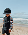 UPF 50 RASHGUARD ONESIE - HAPPY SURF