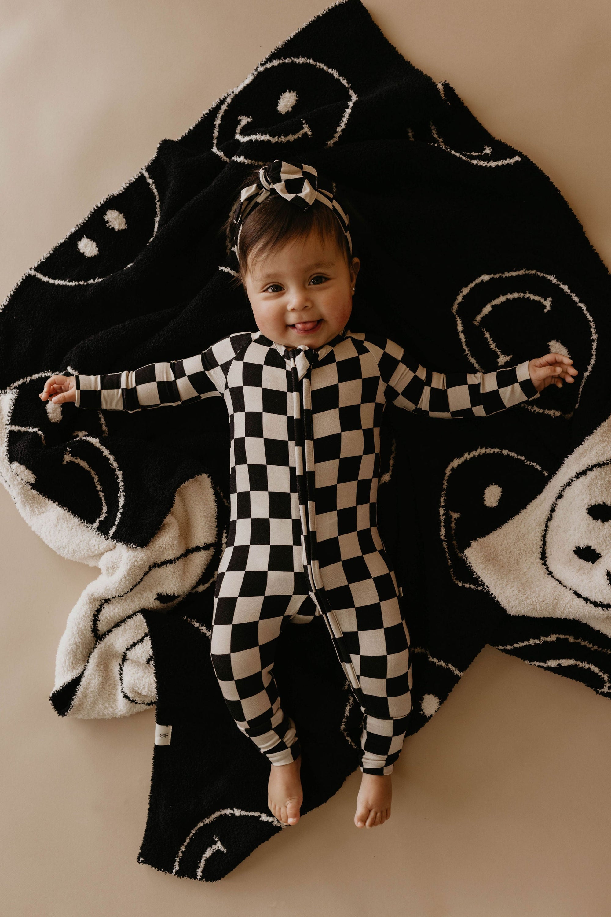 Plush Blanket  | Just Smile Black &amp; White
