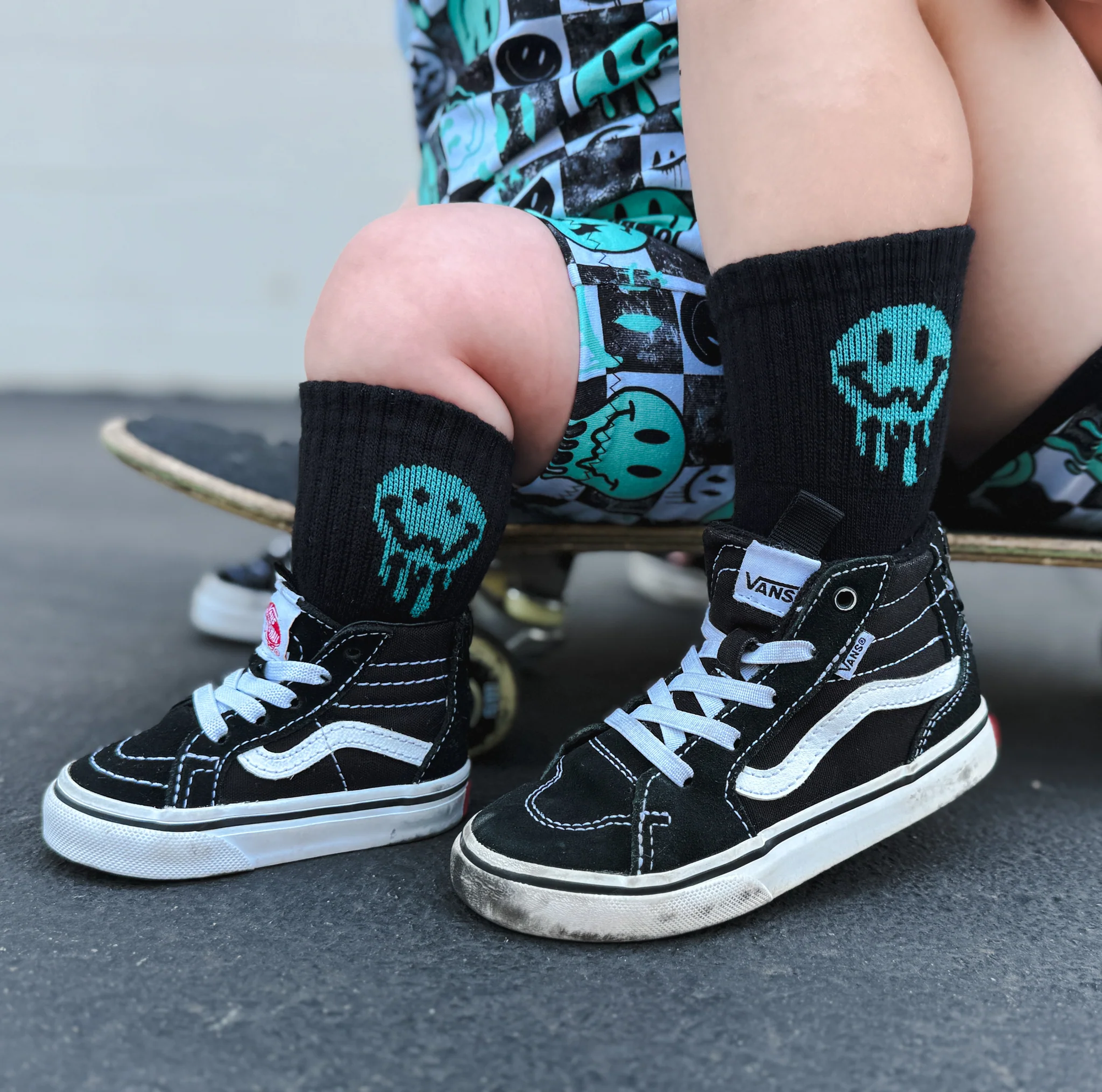 Socks - Aqua Smiley