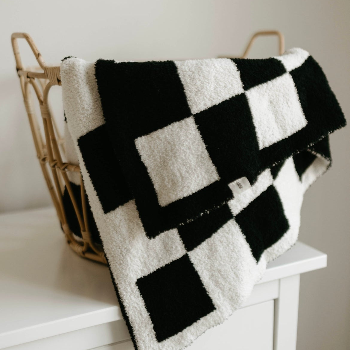 Plush Blanket  | Black &amp; White Checkerboard