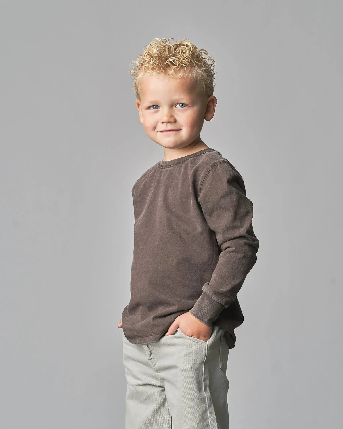 Long Sleeve Mineral Wash - Brown