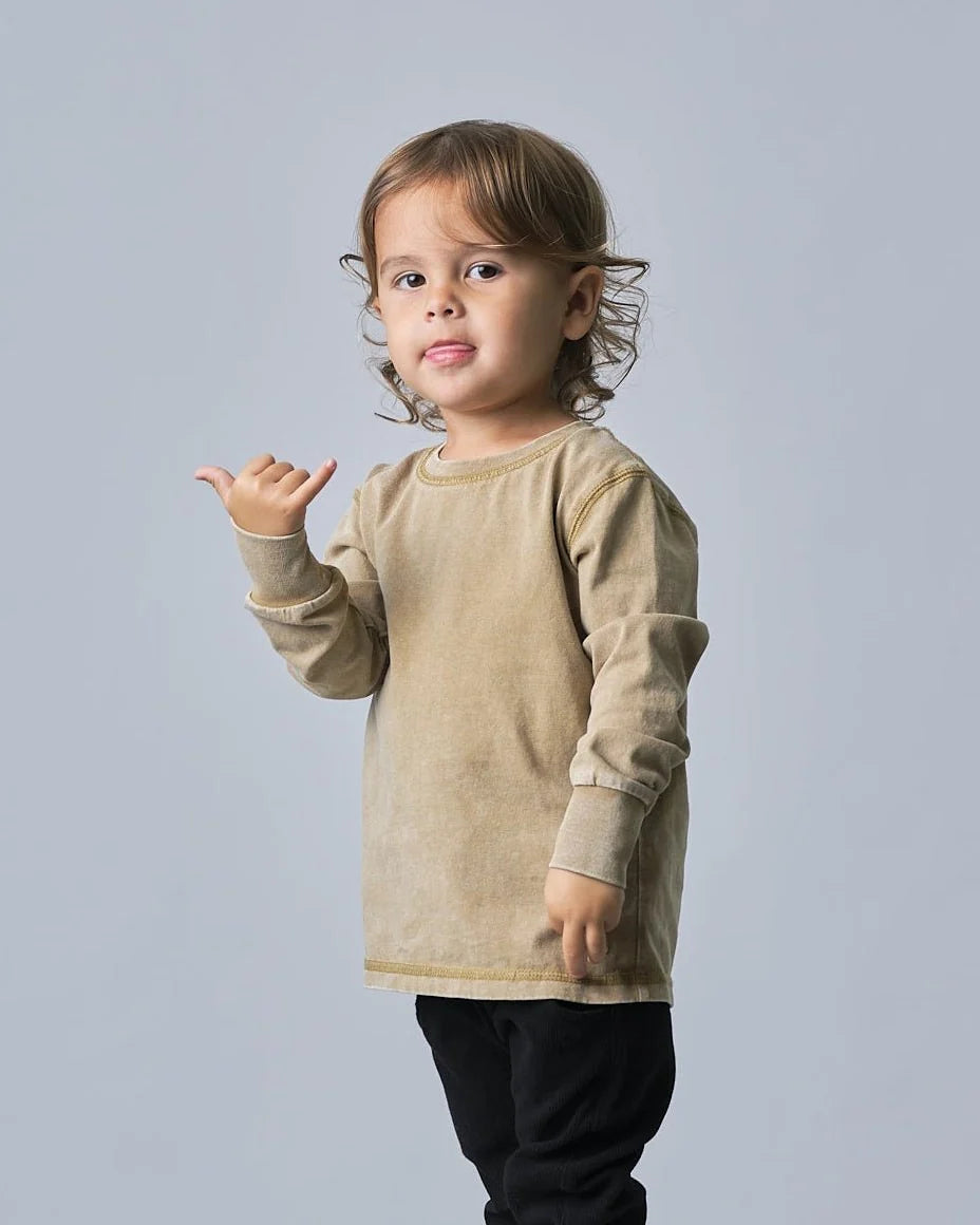 Long Sleeve Mineral Wash - Khaki