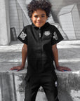 Pit Crew Romper in Black