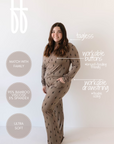 Women's Bamboo Pajama | Brown & Black Lightning Bolt