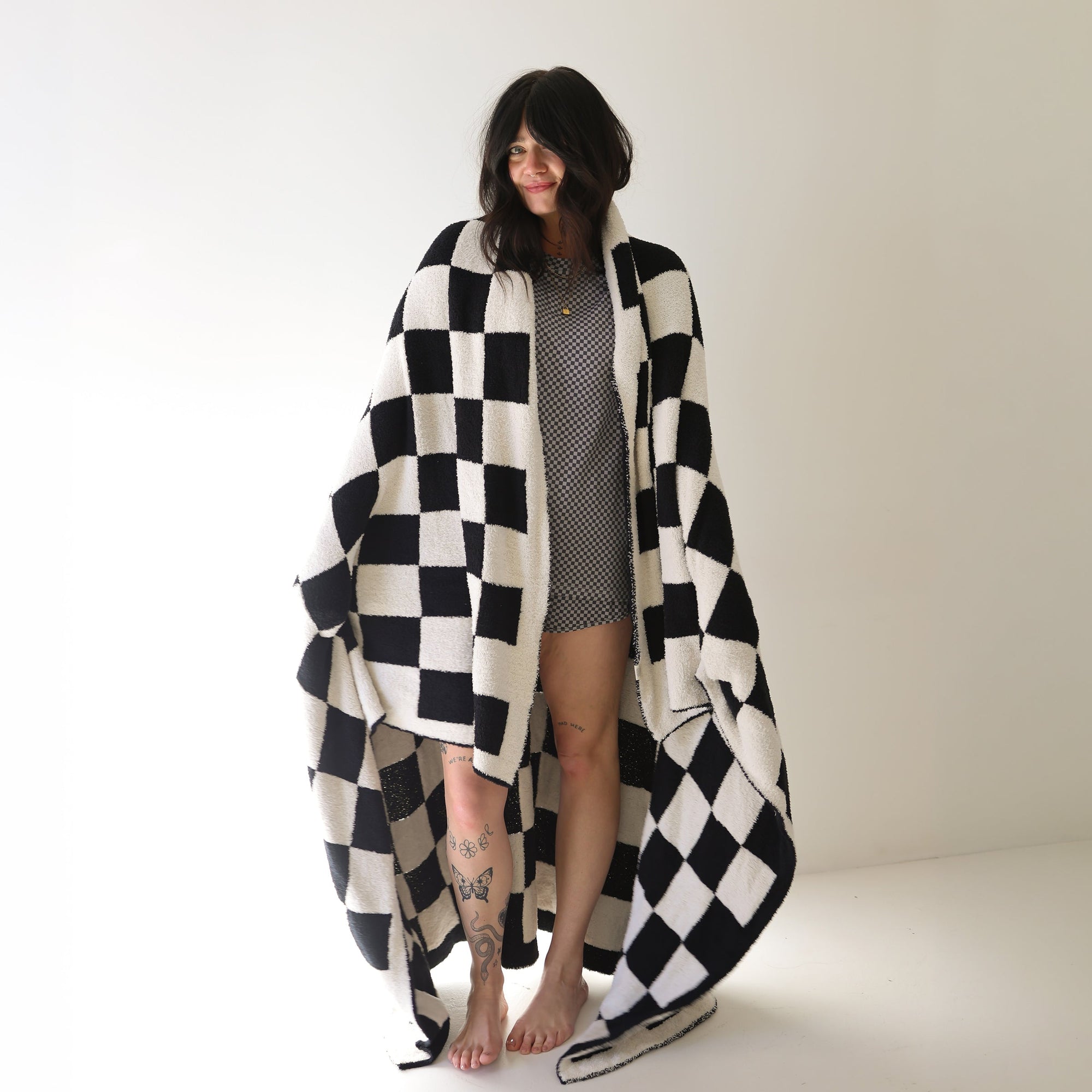 Plush Blanket  | Black &amp; White Checkerboard