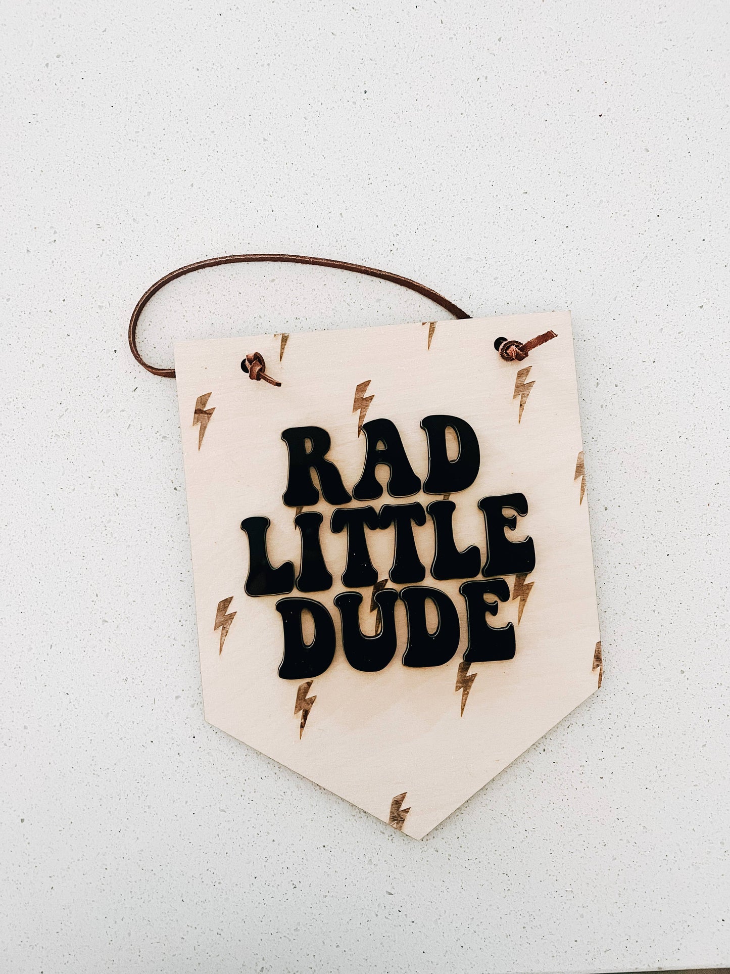 Rad Little Dude Banner Sign: Black