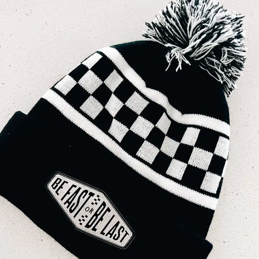 Be Fast or Be Last Checkered Beanie