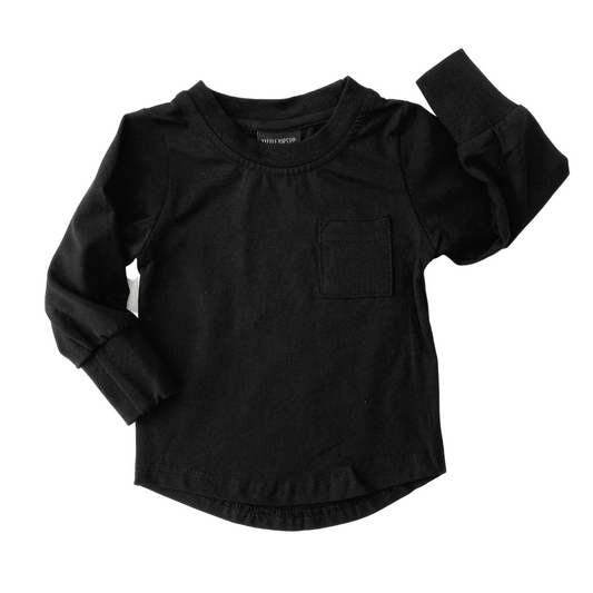 Little Bipsy Long Sleeve Pocket Tee- Black