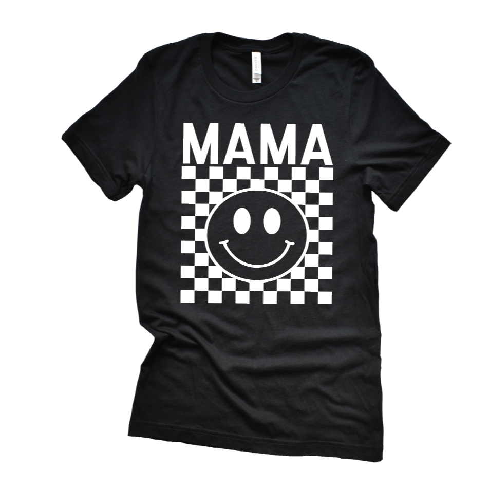 Mama Checkered Smiley Tee