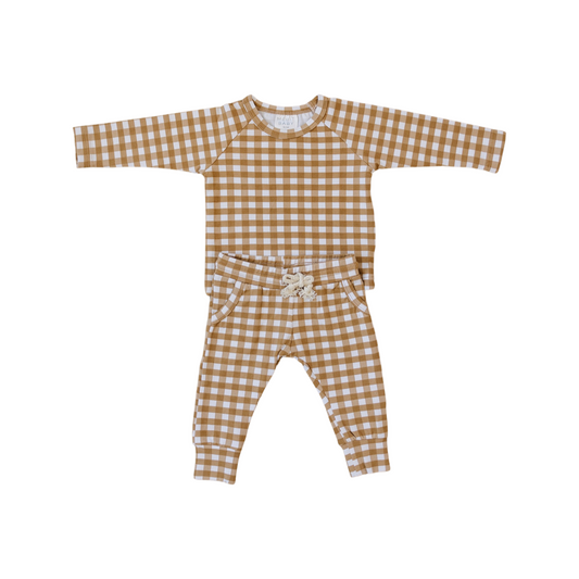Mustard Gingham Two-piece Pocket Set
